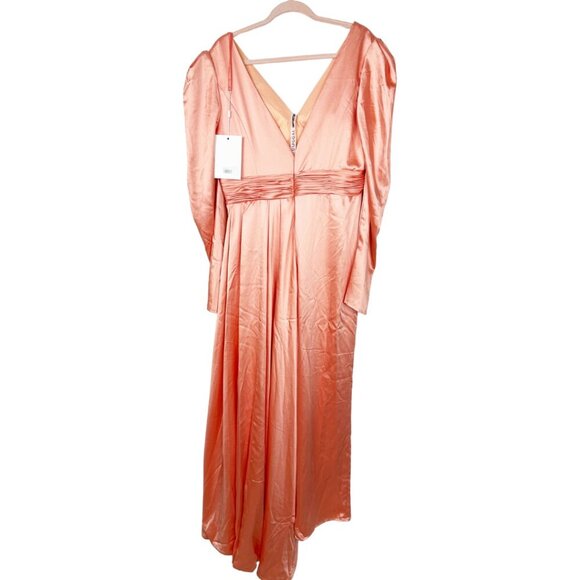 NWT Mac Duggal Faux Wrap Long Sleeve A Line Gown Peach 16 - Picture 5 of 8